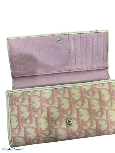 dior wallet on chain pink|authentic dior monogram wallet.